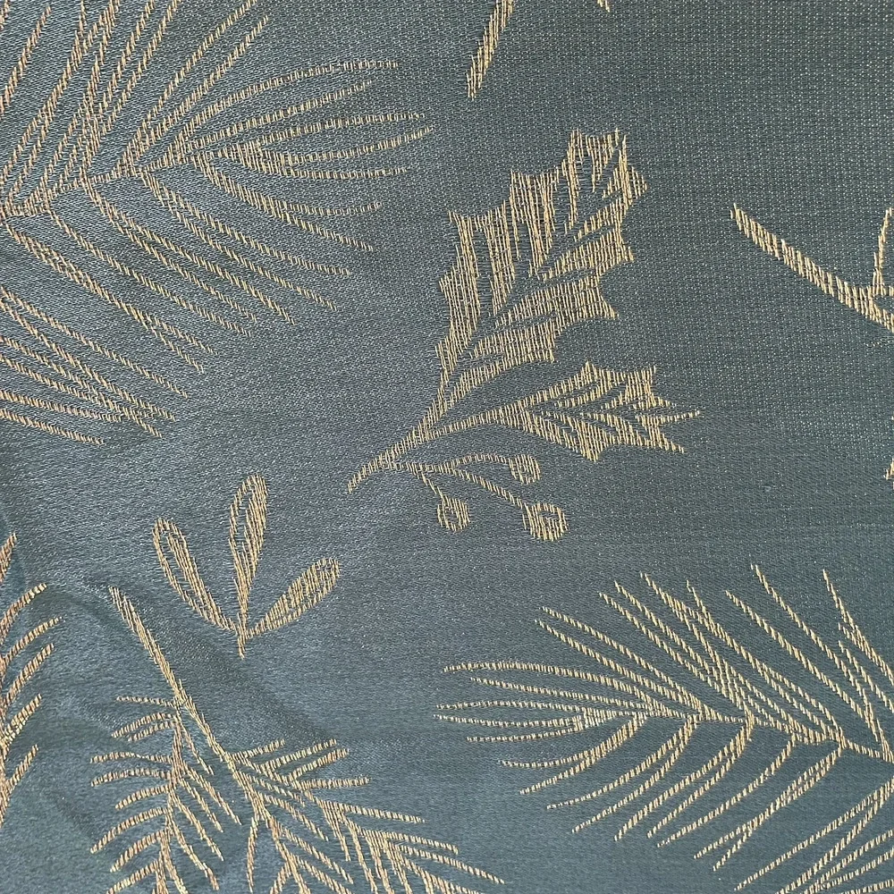 Christmas Holiday Glitter Tablecloth Green Gold Holly Pine‎ Leaves 60